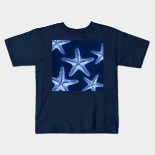 rustic coastal chic nautical navy blue beach starfish Kids T-Shirt